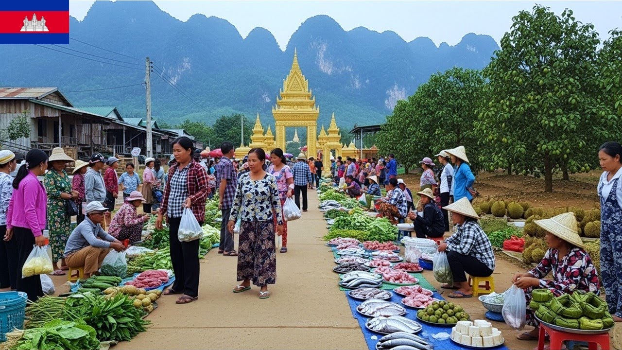 Cambodia Mountain Market - Snam Prampi Traditional Morning Market in Kampot Province