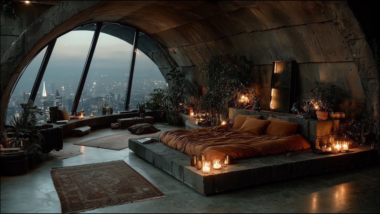 Fall Asleep in Luxury Penthouse | Crackling Fireplace | 3 Hours 4K