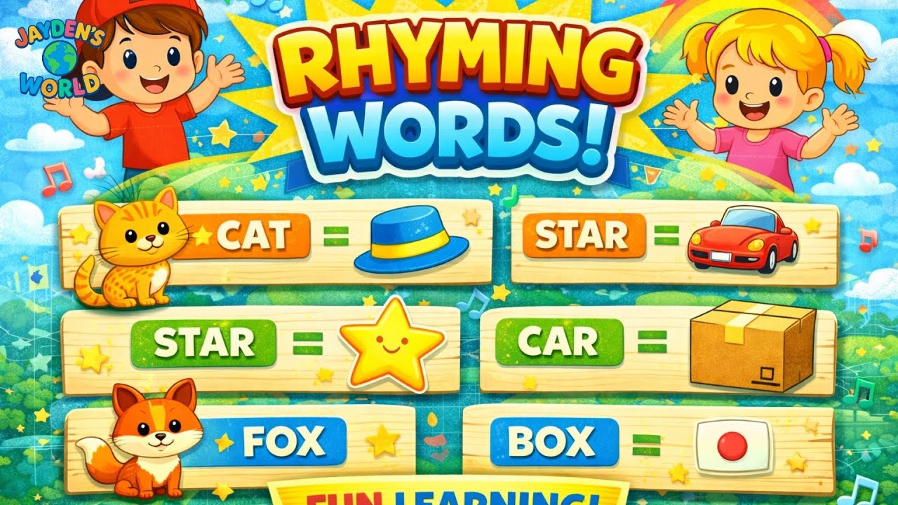 Rhyming Words for Kids | Fun Phonics and Reading | Learn with Jayden