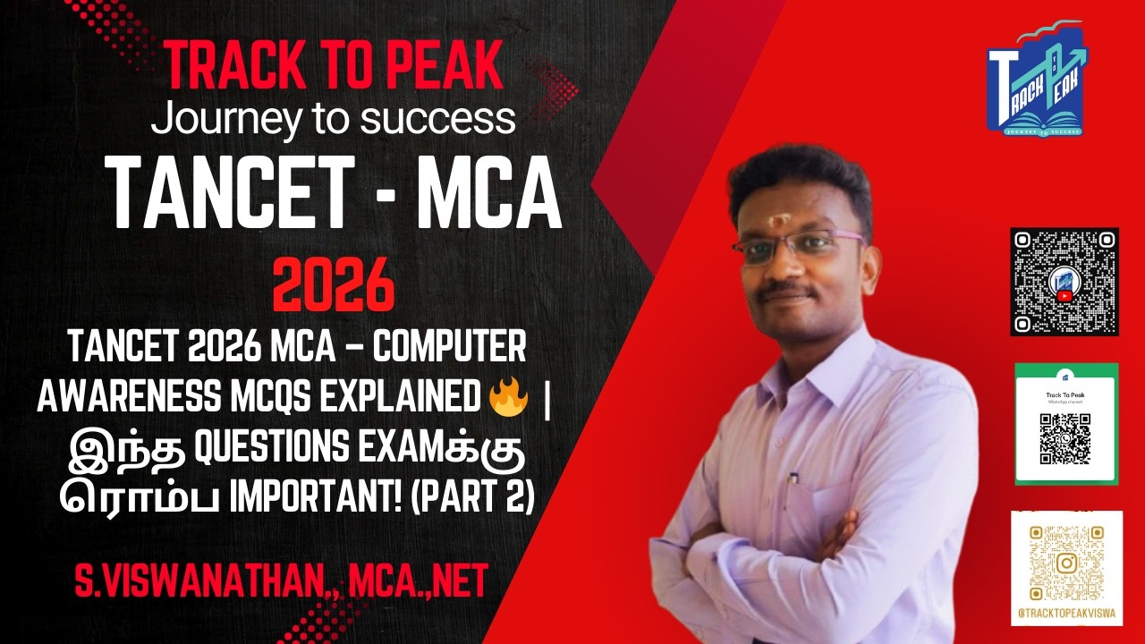 TANCET 2026 MCA – Computer Awareness MCQs 🔥இந்த Questions Examக்கு ரொம்ப Important! | (Part 2)