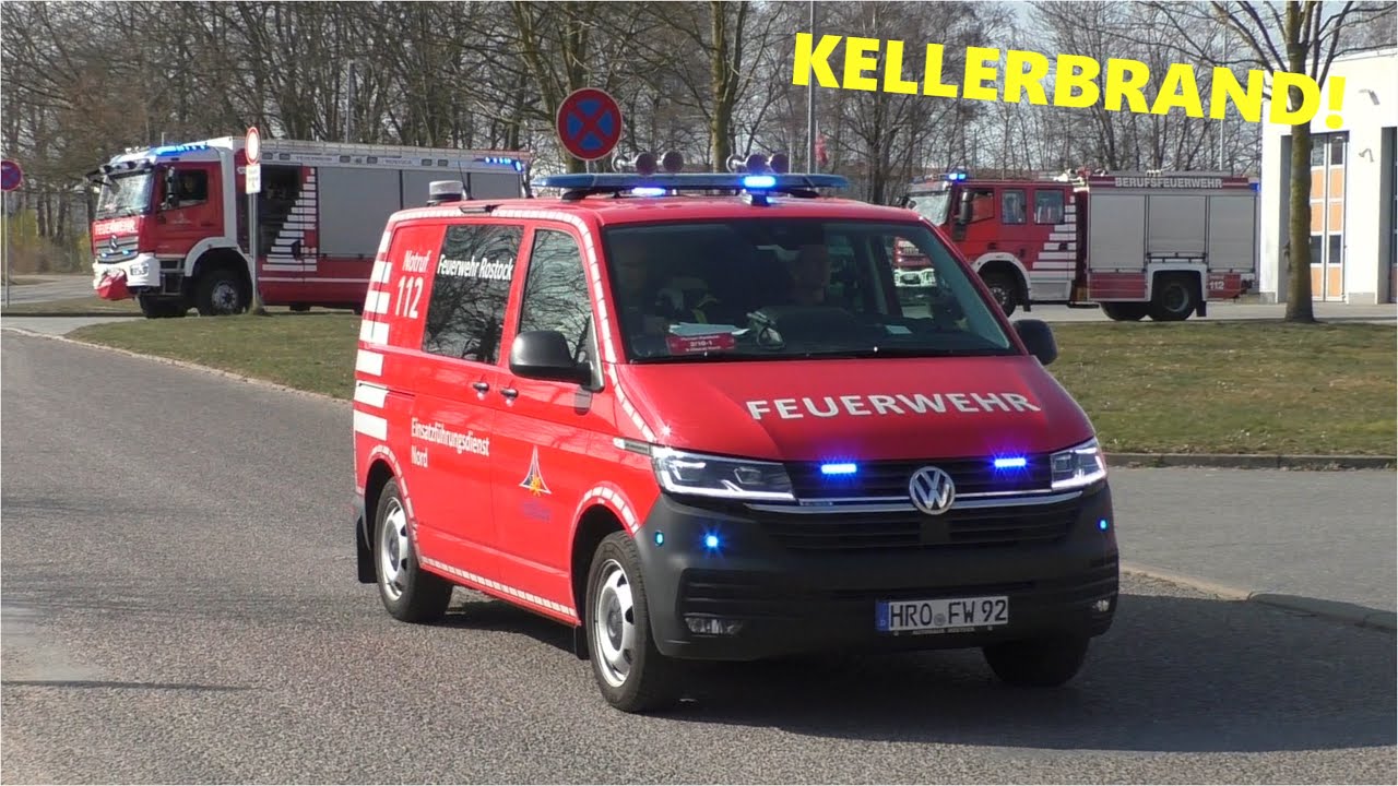 [KELLERBRAND!] ELW-A + HLF 20 + TLF-S Feuer- und Rettungswache 2 Rostock
