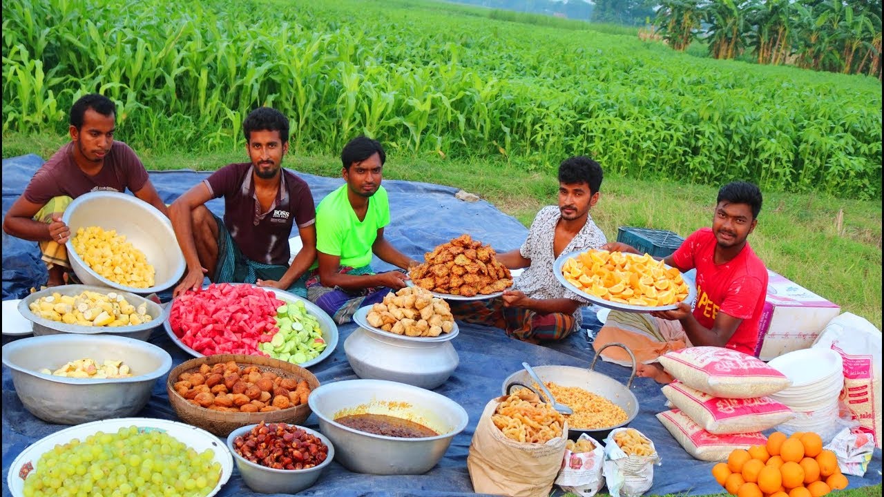 Ramadan Iftar 2019 For 300+ Villagers - Huge Fruits & Traditional Iftar Food Making