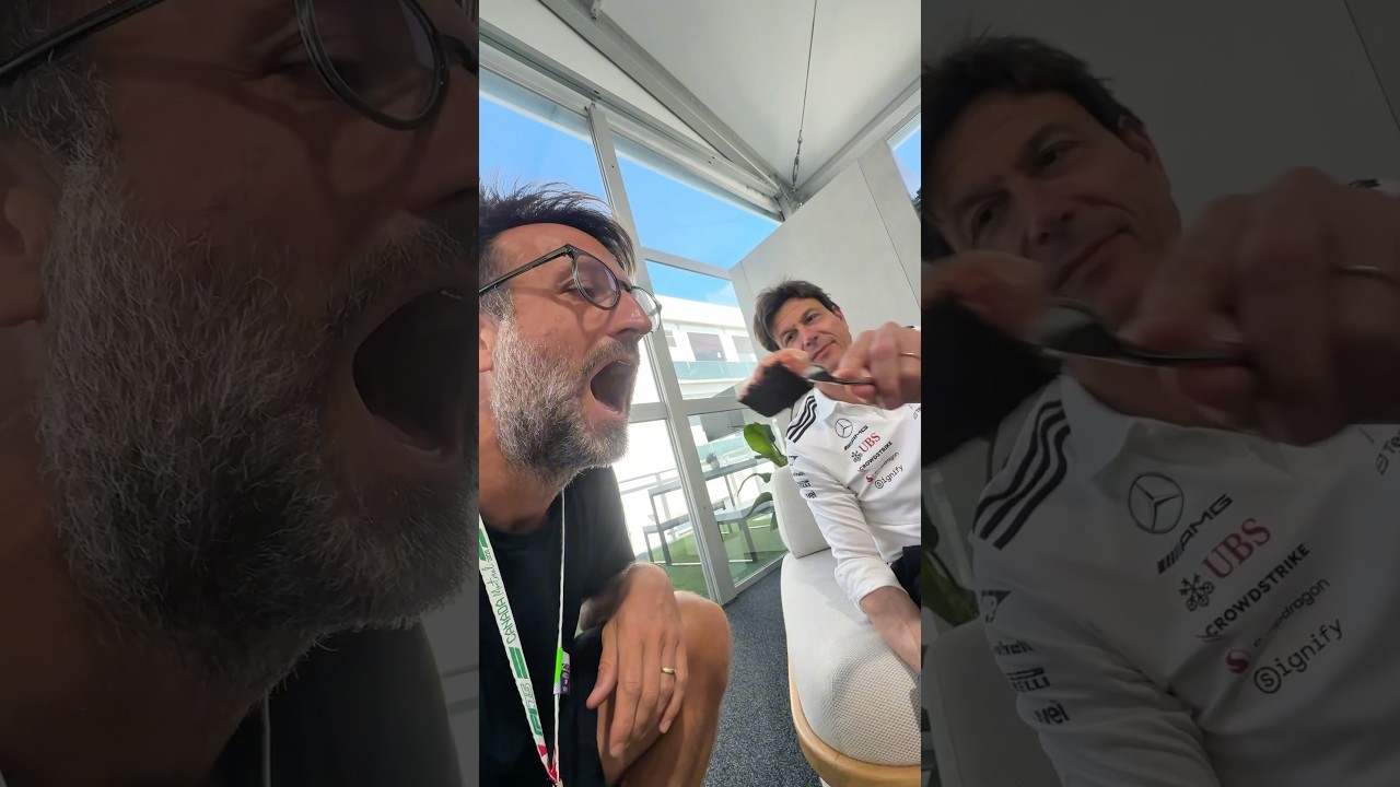 A chaotic breakfast with Toto 😂 #f1 #formula1 #mercedesf1