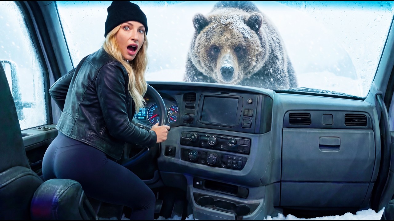 A Female Truck Driver's Daily | GRIZZLY BEAR Encounter & 12-Hour BLIZZARD Rescue | Wyoming-Colorado