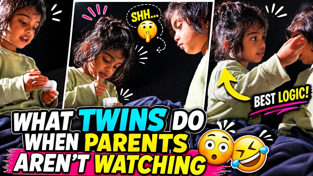 They tried wearing earphones… this happened 😅 #aarviditvi #twingirls #earphone@TwinsAarviDitviPatel 