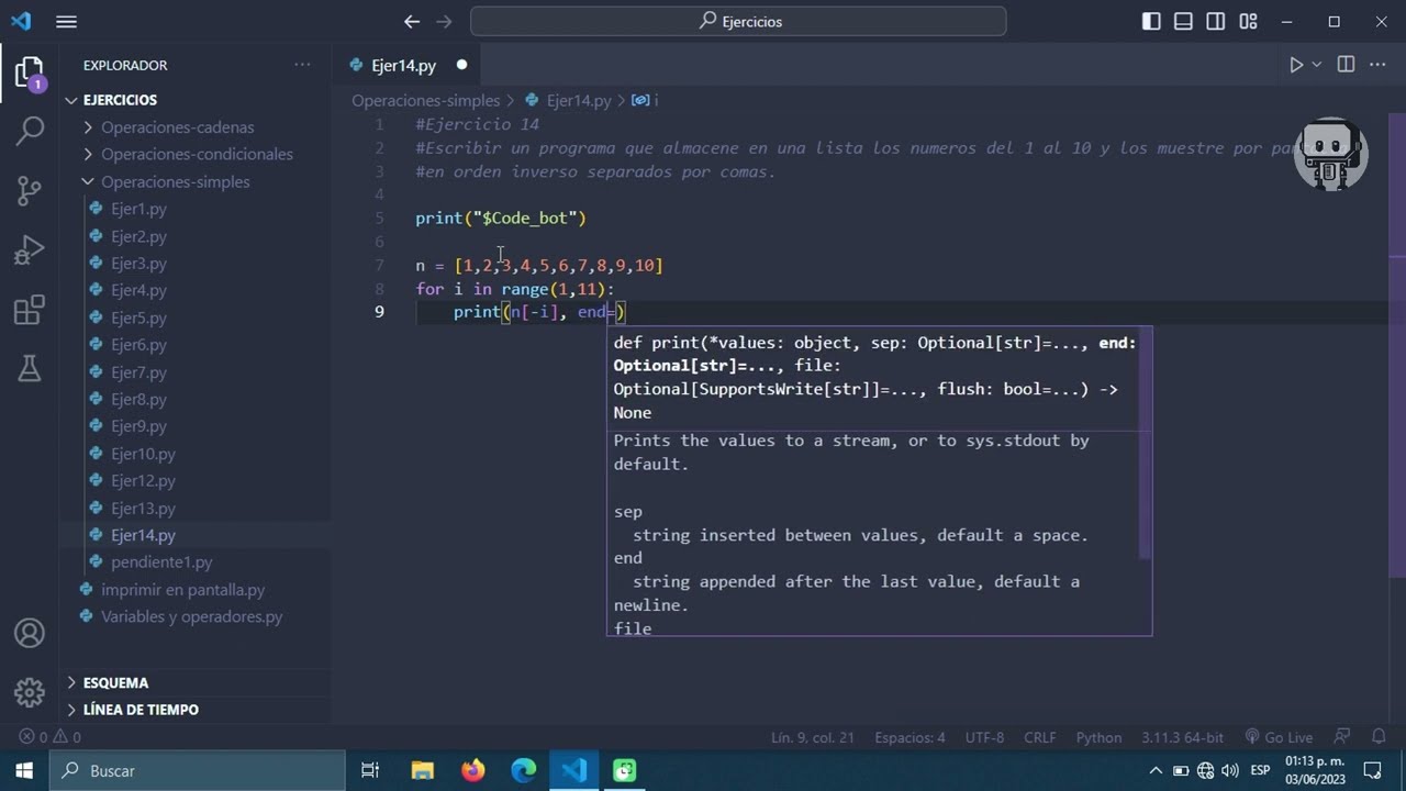 PROGRAMA EN PYTHON | MOSTRAR NÚMEROS INVERSOS EN UNA LISTA / ASMR
