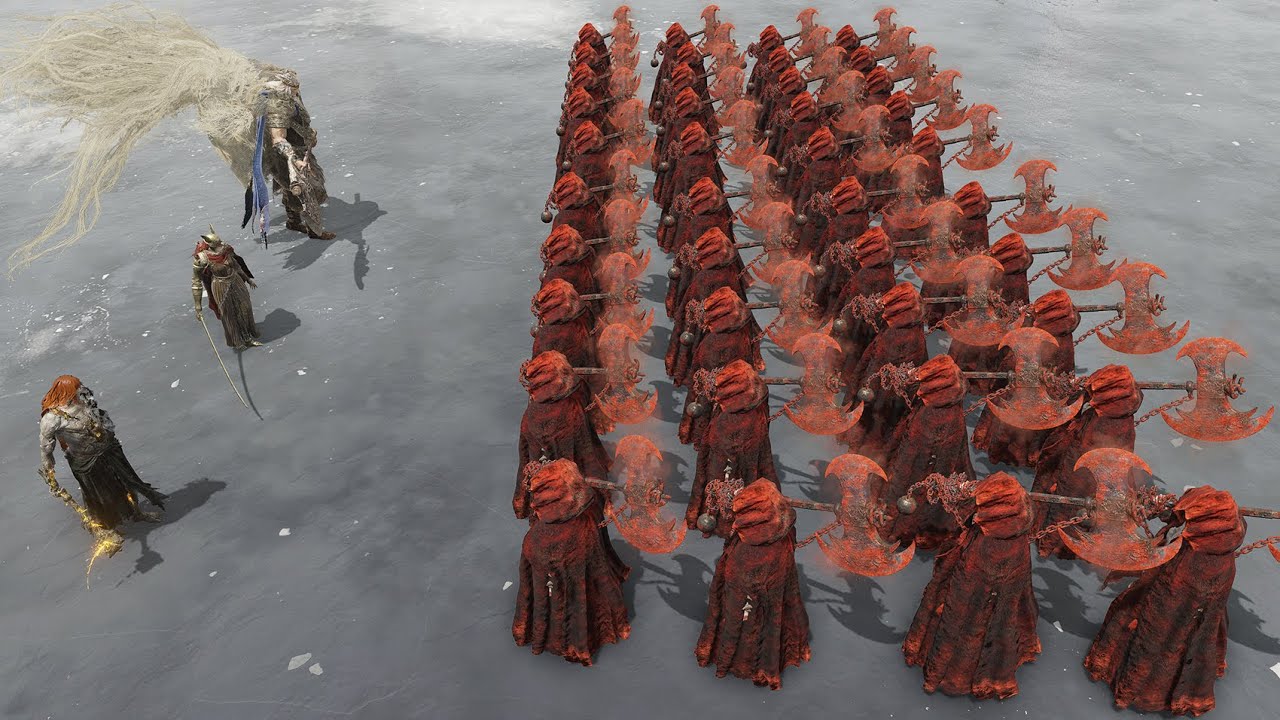 Malenia + Godfrey + Radagon Vs 40x Units of Consecrated Snowfield - Elden Ring