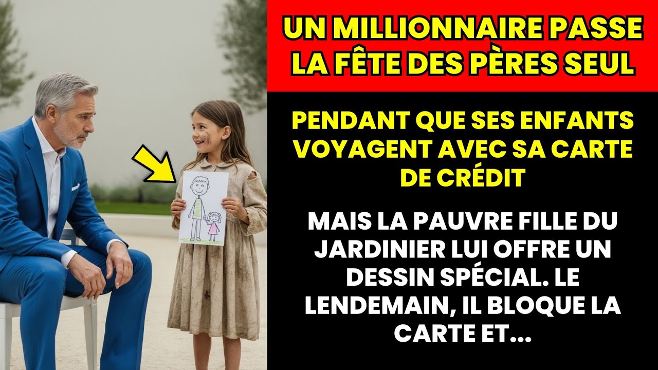 MILLIONNAIRE PASSE LA FÊTE DES PÈRES SEUL, MAIS UNE FILLE PAUVRE LUI REMET UN DESSIN ET…