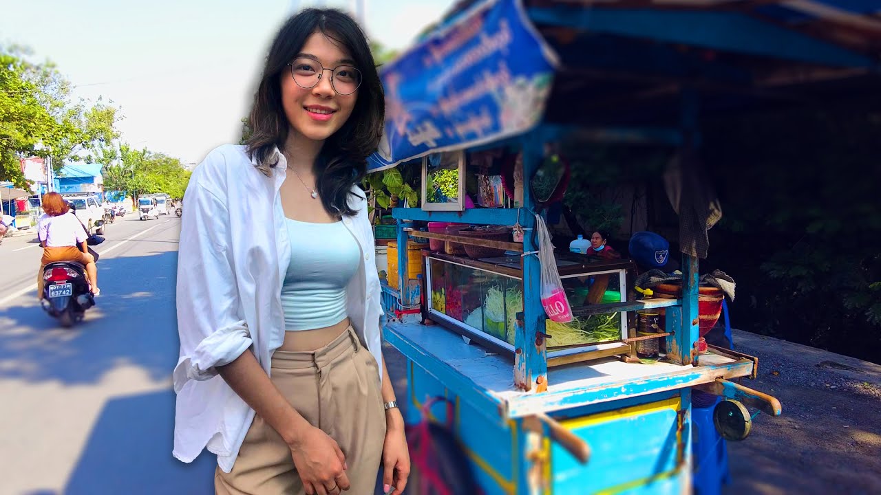 Huge street food market in Mandalay, Myanmar.