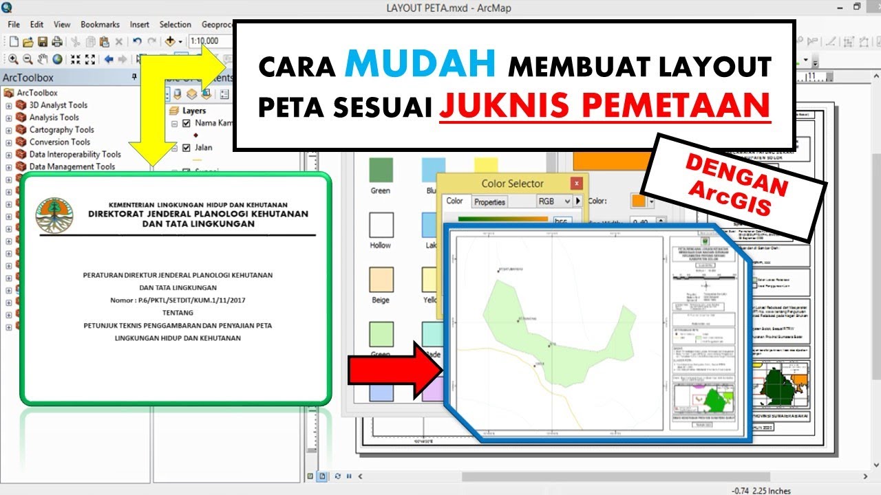 CARA MUDAH MEMBUAT LAYOUT PETA SESUAI JUKNIS PEMETAAN DENGAN ArcGIS