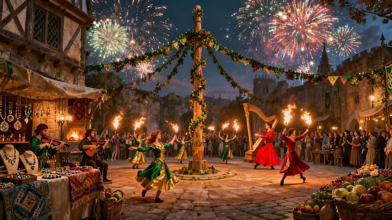 Relaxing Celtic Fantasy to Study/Sleep 🎶 - Mystic Fiddles of the Moonlit Fair 🌙