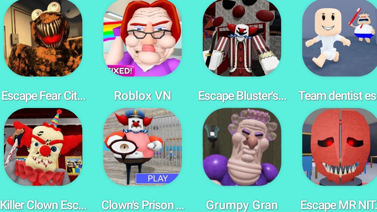 ESCAPE FEAR CITY,Betty'sNursery,Escape Bluster's Carnival,KILLER CLOWN ESCAPE,CLOWN'S PRISON RUN
