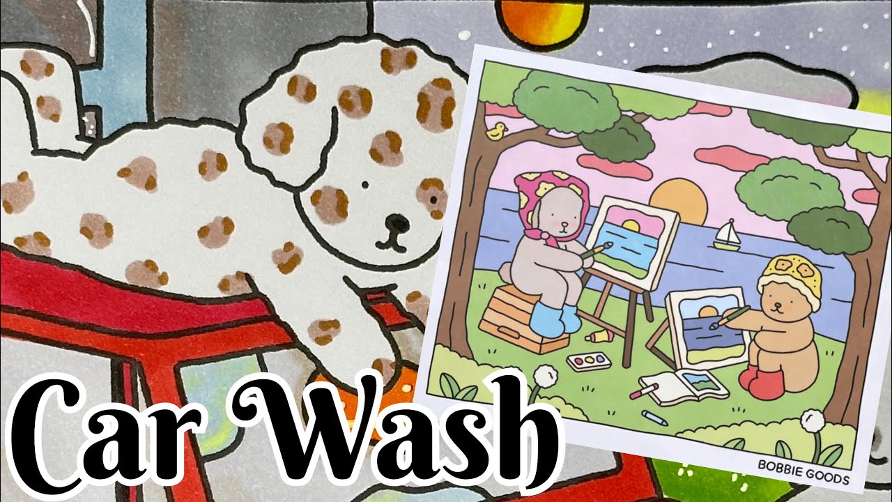Coloring Bobbie Goods Car Wash Page - This & That Coloring Book (Ohuhu Markers & Gel Pens)