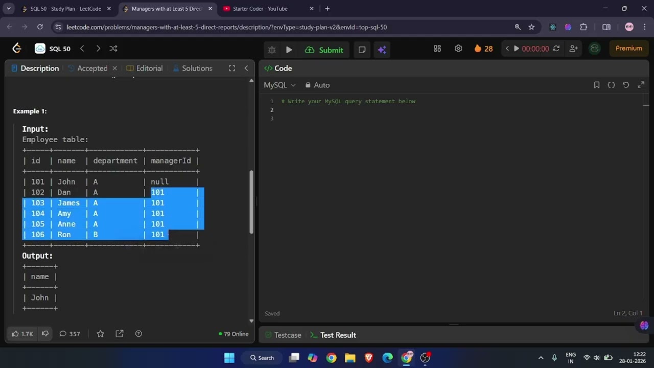 LeetCode SQL Sheet – Ep 12 | 570. Managers with at Least 5 Direct Reports |  Learn SQL with Me