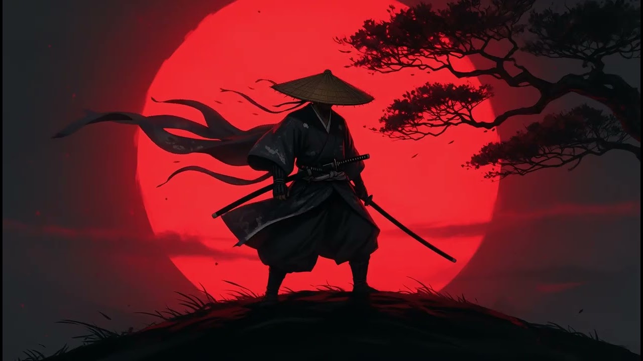 Lonely Samurai Under the Red Moon | Dark Lofi Cinematic