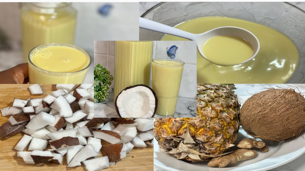 How To Make perfect Coconut, Pineapple, ginger Juice #healthy #juice #coconut #healthylifestyle