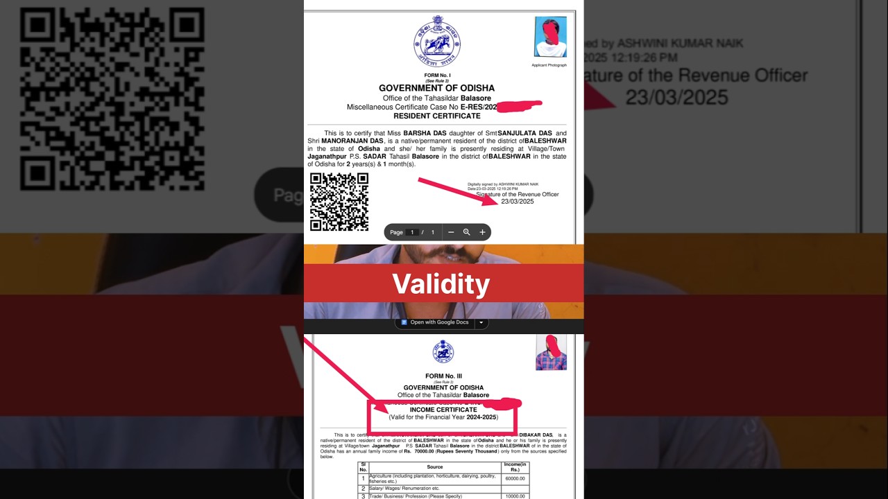 Validity of Caste,income & resident certificate in odisha #educationalvideo