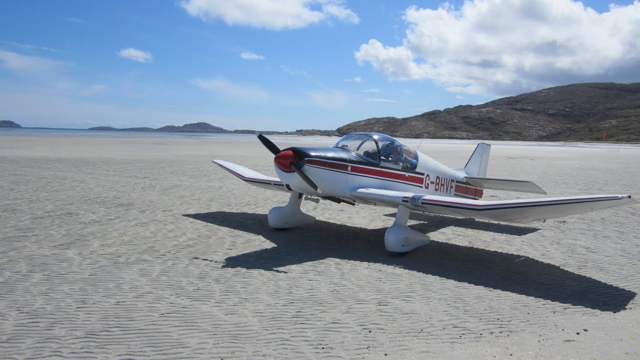 Barra Island Beach Landing, Outer Hebrides - Jodel D150 Mascaret - Cockpit View