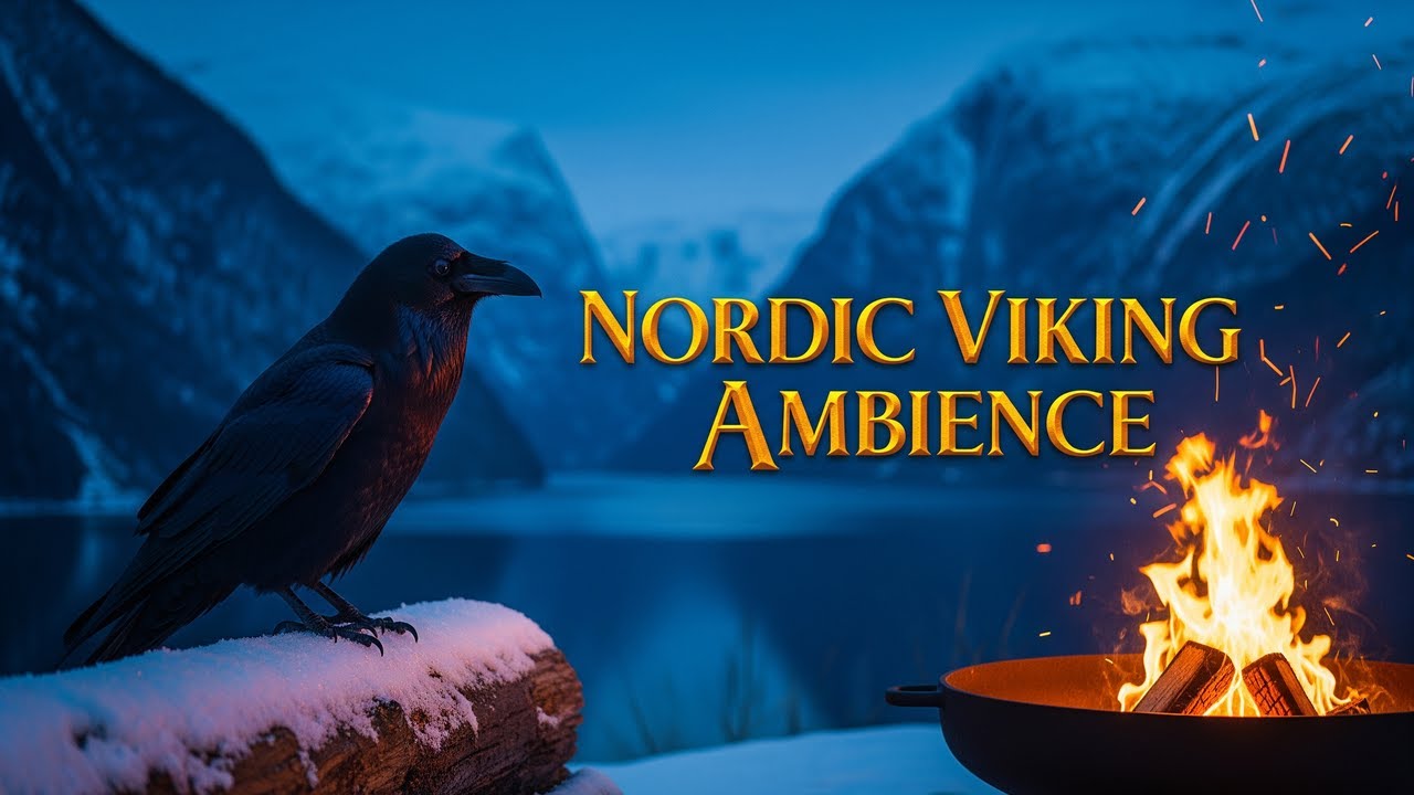 Nordic Viking Ambience | Campfire by the Fjord & Raven ❄️ Deep Sleep & Focus 🇳🇴