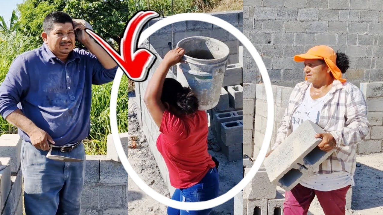 doña VICENTA ya aprendió y el sol no la aflige a pesar de su EDAD trabaja en la albañilería. 