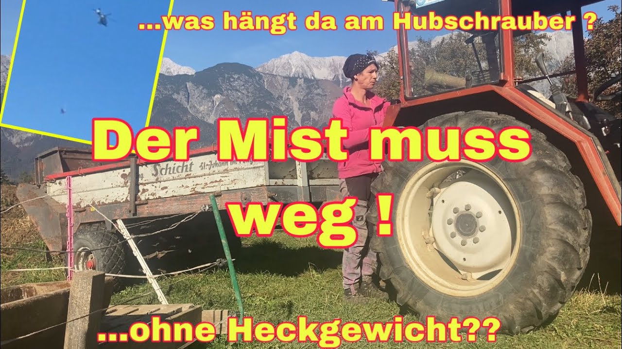Miststreuen | Fiat4566 | die Ziegen und Schweine | Selbstversorger-Bauernhof | Schicht Miststreuer