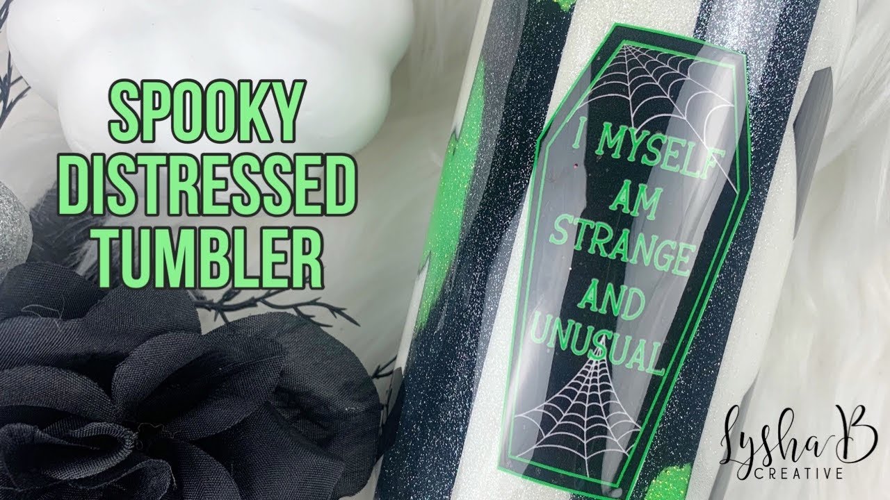 Spooky Distressed Design, Halloween Tumbler, Movie inspired tumbler design, Tumbler tutorial