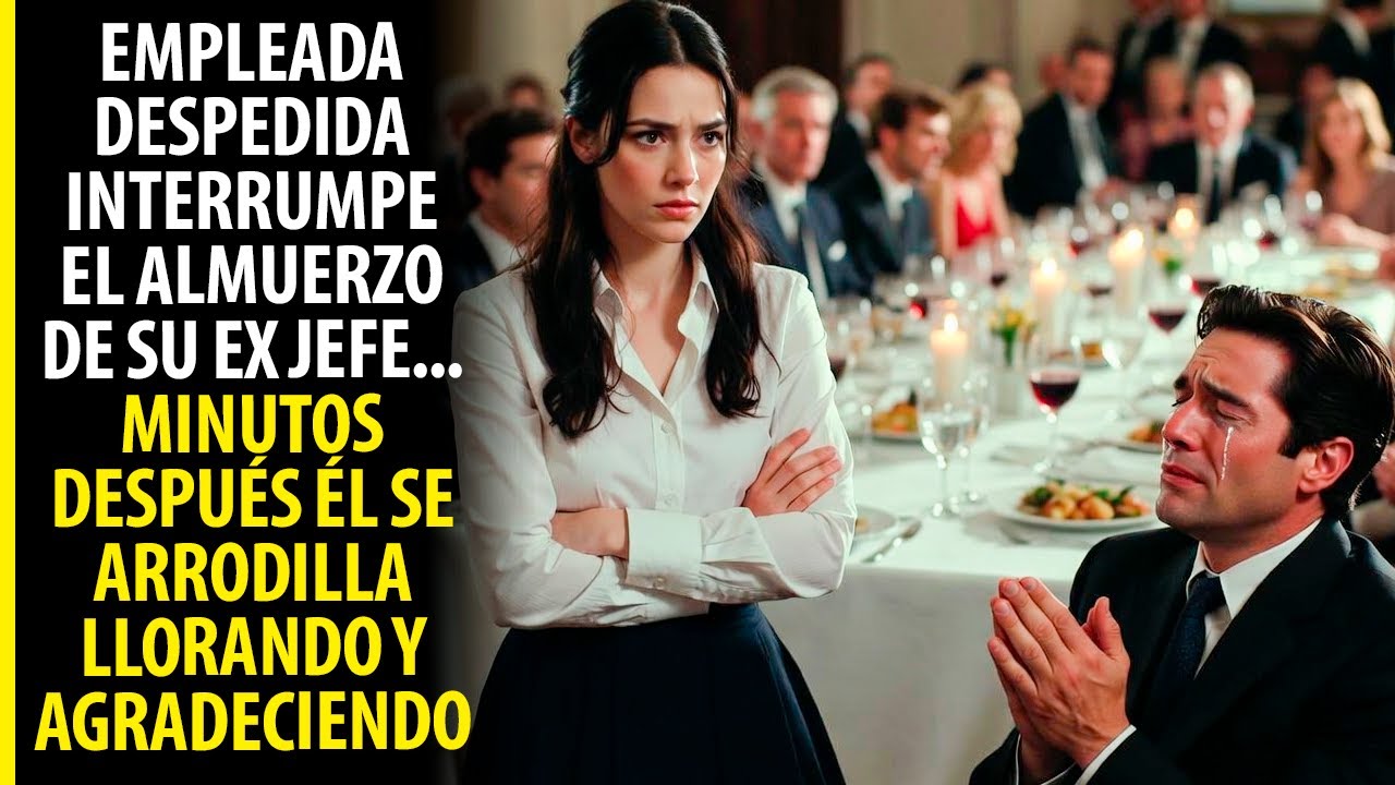 Empleada despedida interrumpe el almuerzo de su ex jefe... minutos después él se arrodilla llorando
