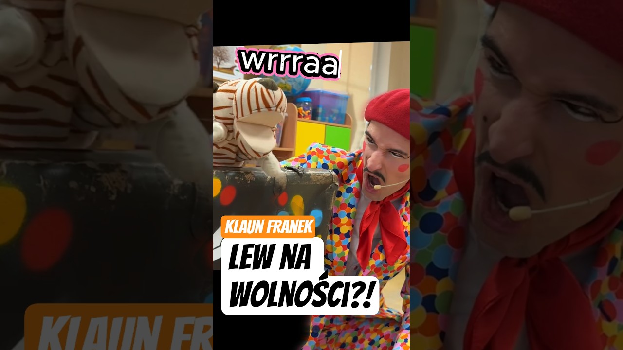 Lew o imieniu Tiger 🐈 Reakcja dzieci: bezcenna 😅 #KlaunFranek #radośćdzieci #pacynka