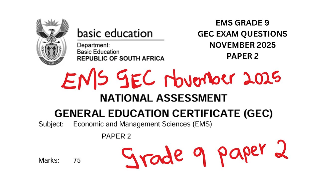 EMS GRADE 9 I GEC EXAM QUESTIONS I NOVEMBER 2025 I TERM 4 I PAPER 2 I FULL MEMORANDUM