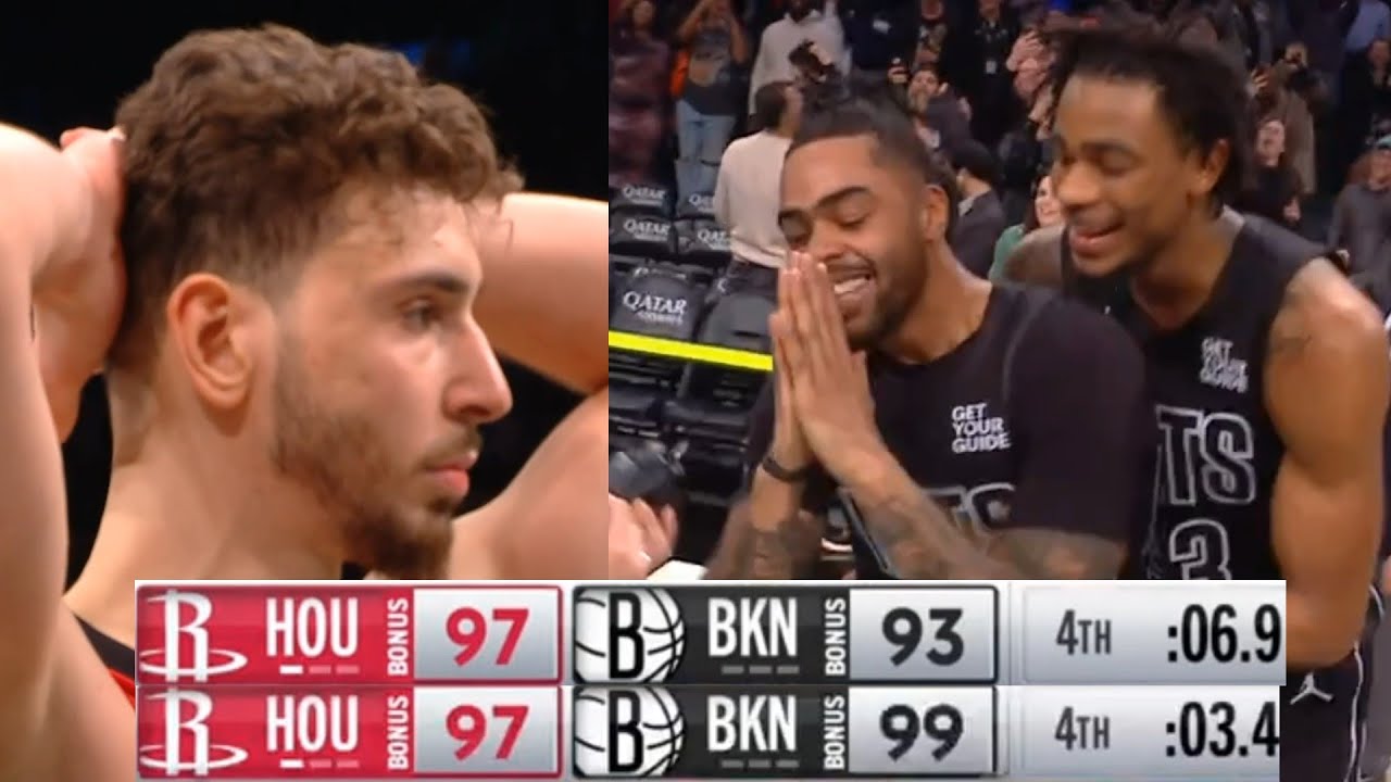 D'Angelo Russell game winner as Nets hit two 3's in 3 seconds to win vs Rockets 😱
