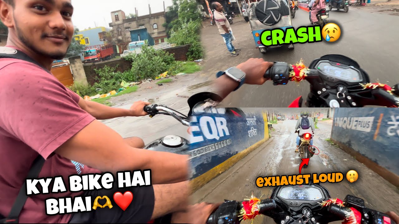 First Ride pe hogya bike Crashed 🥺Omg 😨 Exhaust Loud 😨🫢