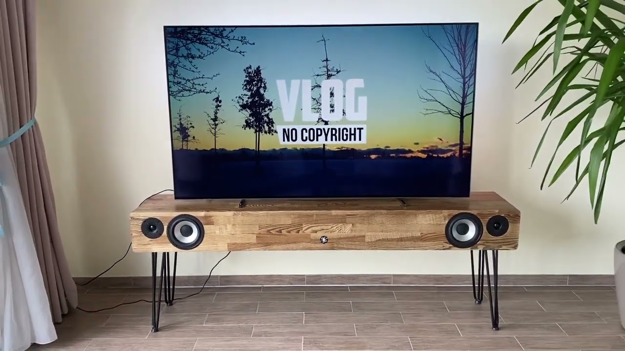 TV stand 2.1 soundbar in one with integrated 8 inch subwoofer and two passive radiators