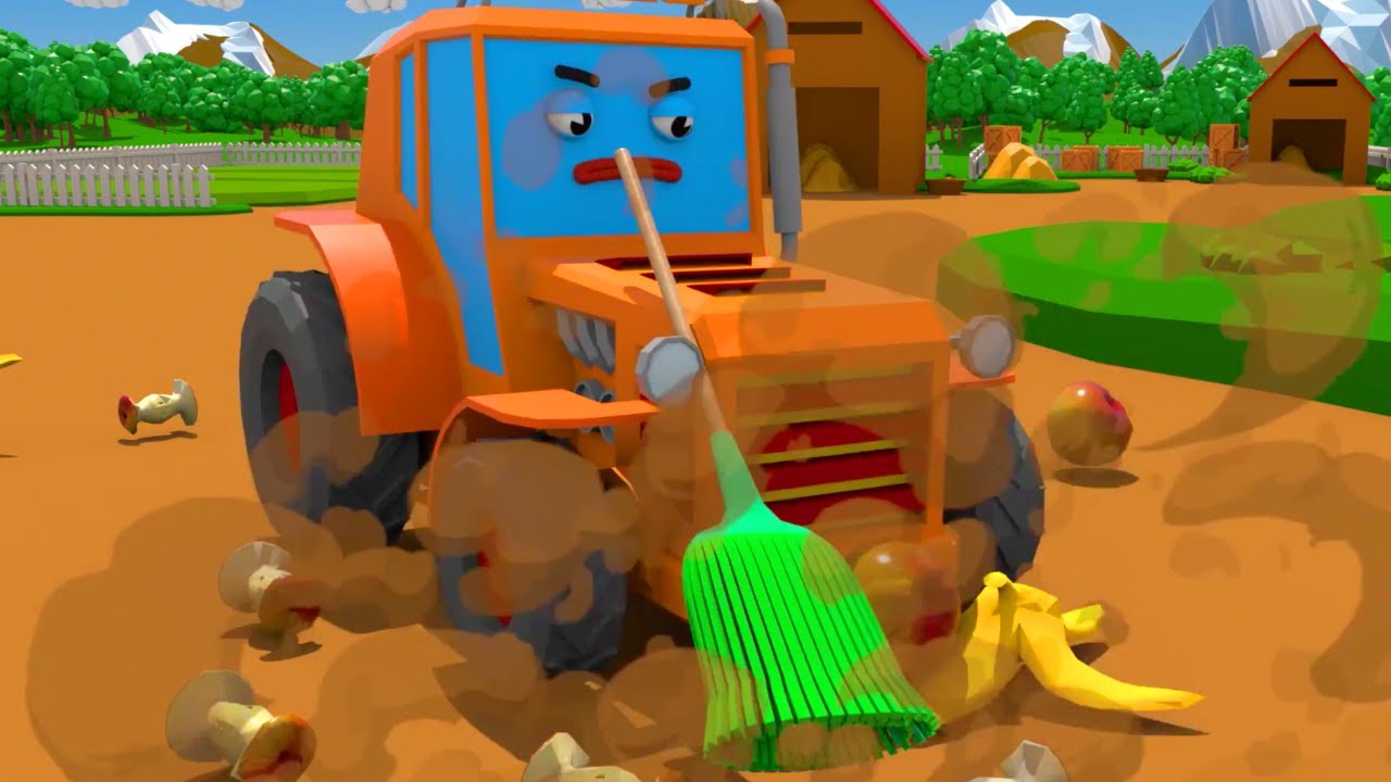 Lustiger Traktor und Monster Truck fahren in einem Stadt Cartoon für Kinder | Cars Town