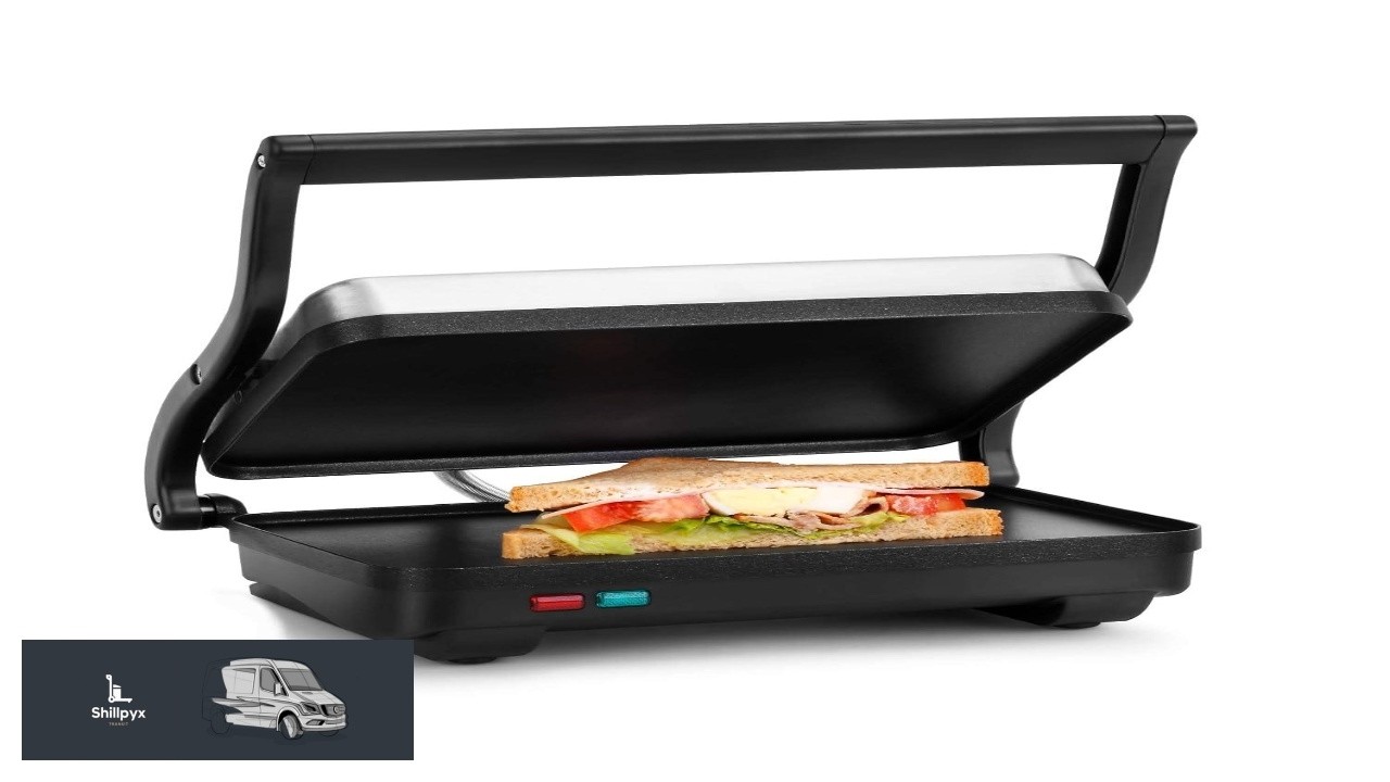 Holstein Housewares Electric Griddle for Toasting Sandwiches Various Snacks Black Stainless
