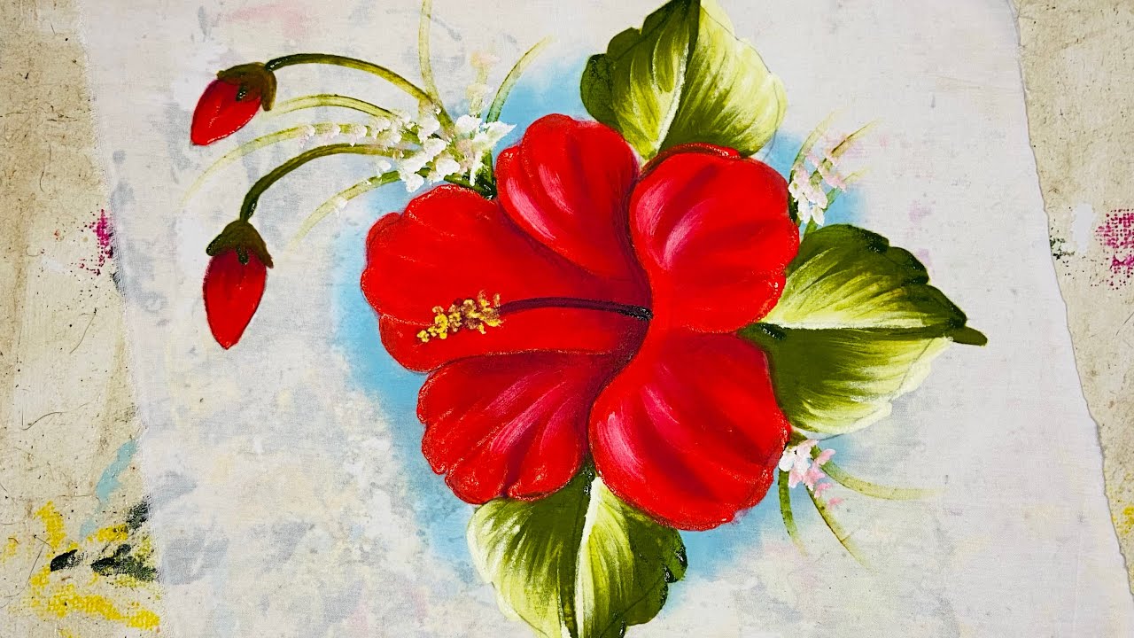 Aprenda a pintar hibisco vermelho