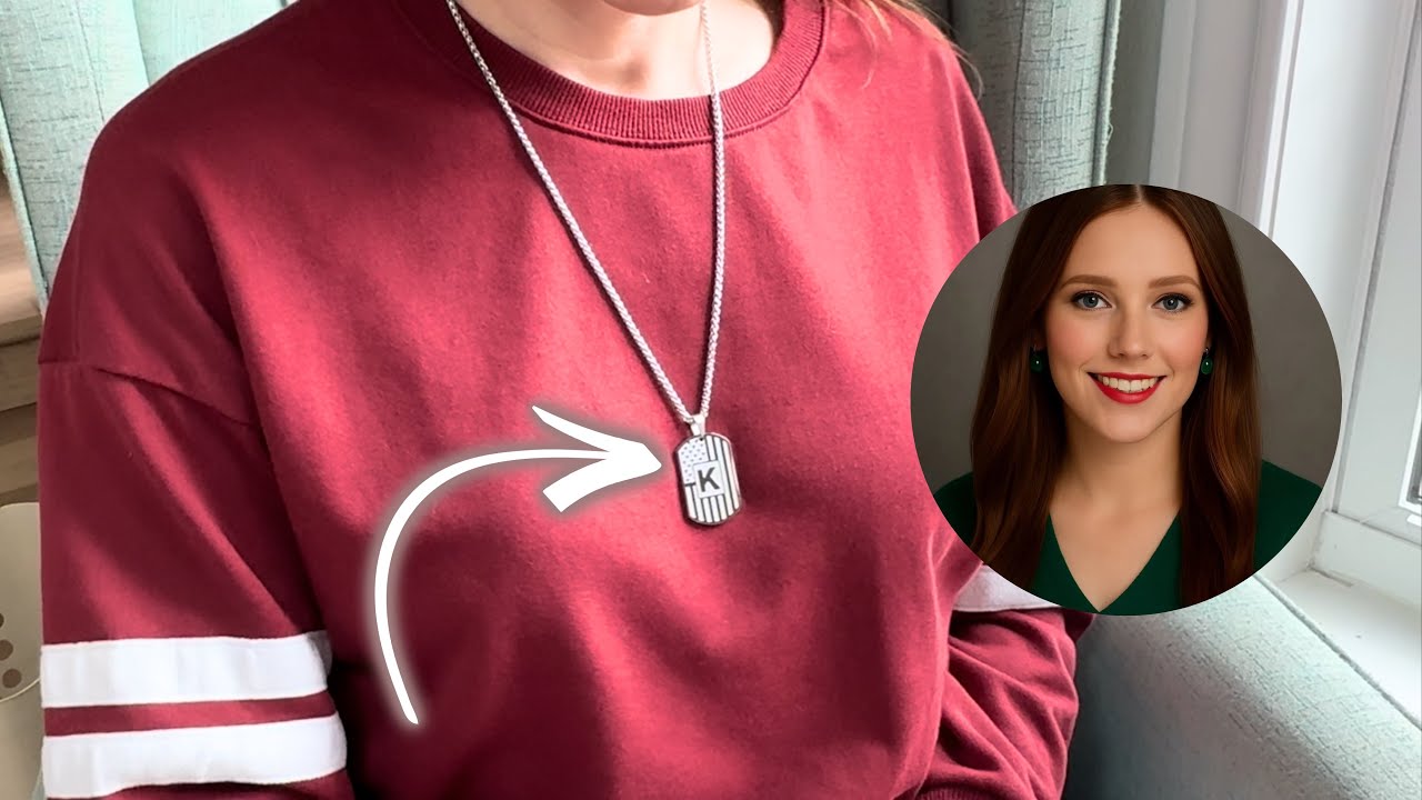 Bellino Initial Dog Tag Necklace Review 🇺🇸 Stainless Steel American Flag Pendant, 24” Chain