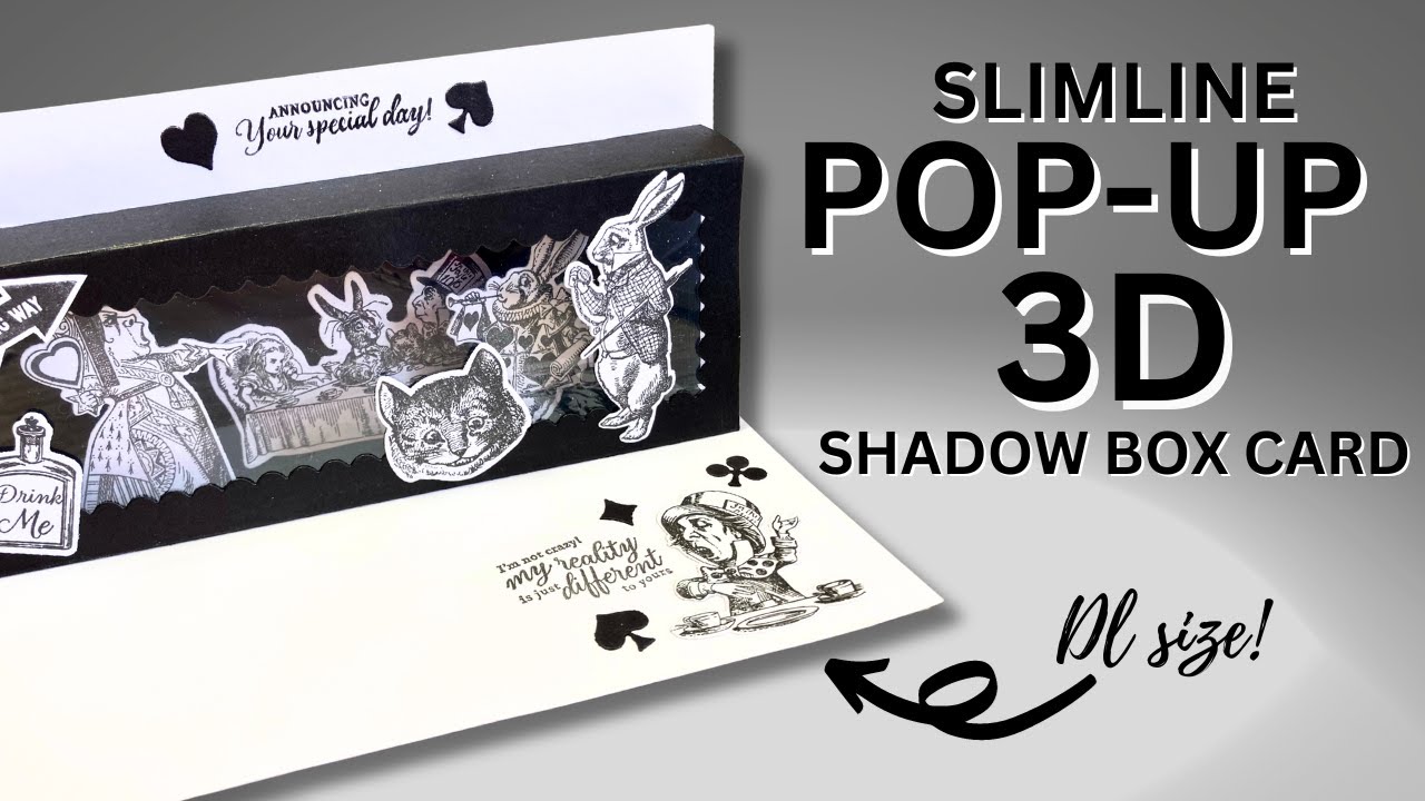 Black & White Cards can be fun too! | Easy Slimline POP-UP 3D Shadow Box Card.