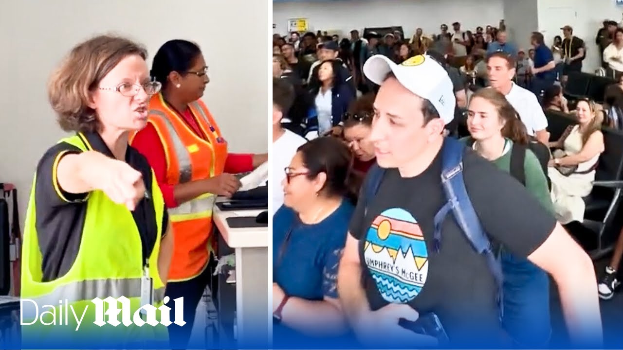 Wild moment Spirit Airlines gate agents berate passengers waiting to board plane