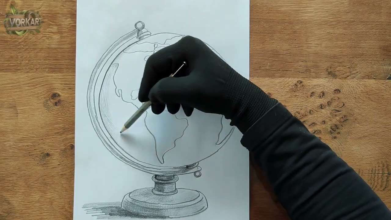 How to Draw a Realistic GLOBE with Pencil Drawing Tutorial. Как да нарисуваме  ГЛОБУС с молив