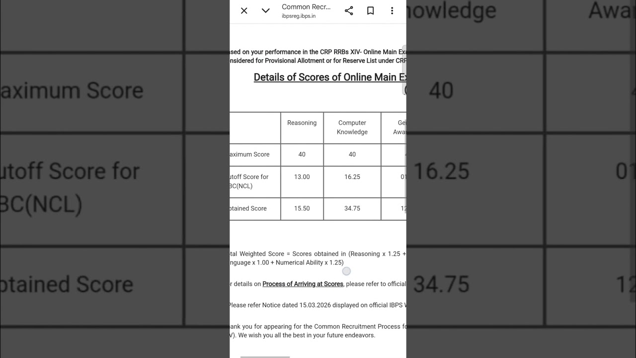RRB CLERK Mains 2025 Scorecard😞💔 #rrbclerk #ibps