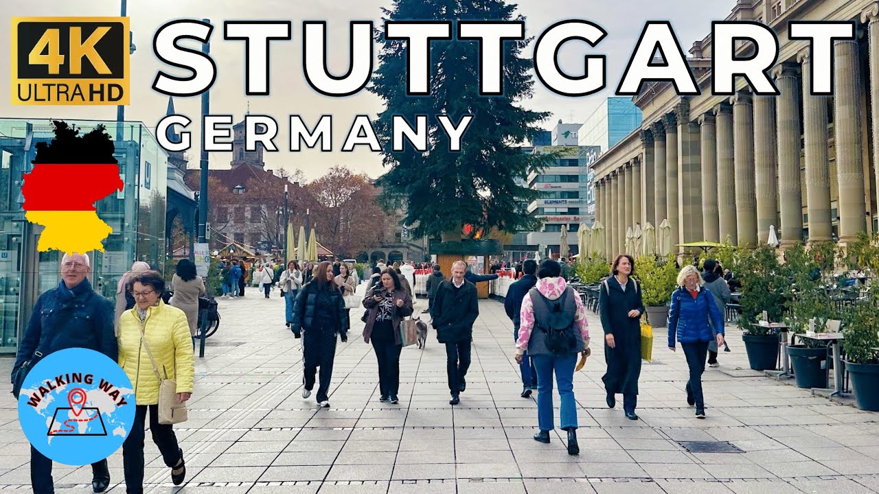 Stuttgart, Germany Walking Tour - Cold Christmas Stroll 🎄 - 4K 60fps