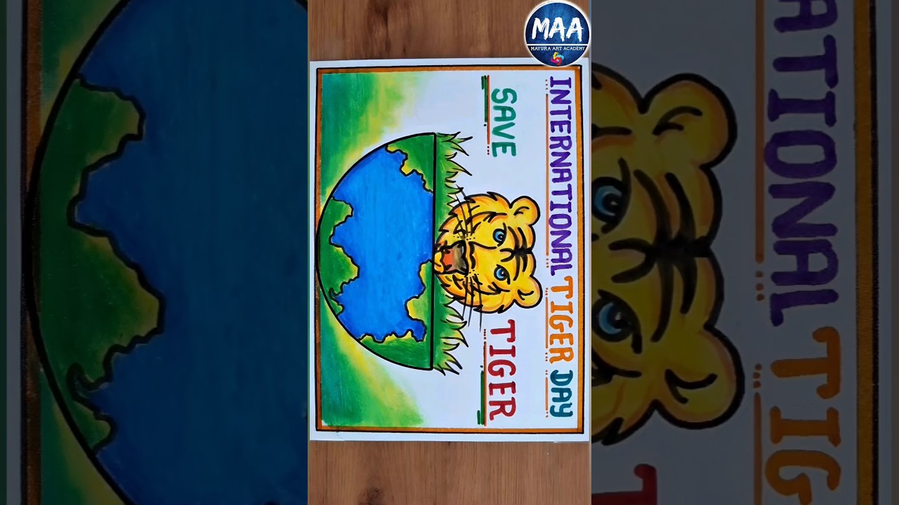 International Tiger Day Drawing | World Tiger Day Poster #shorts #short #youtubeshorts #viral