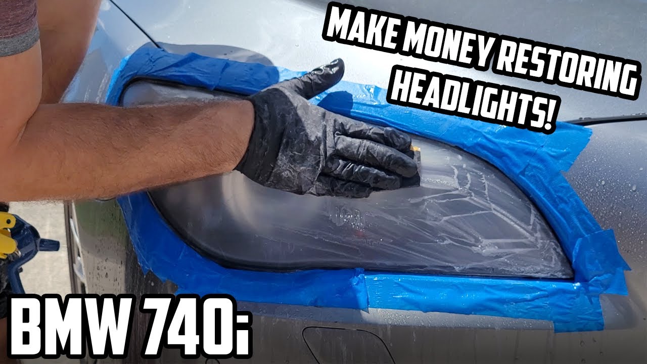 BMW 740i Headlight Restoration! | DIY Mobile Headlight Restoration Business