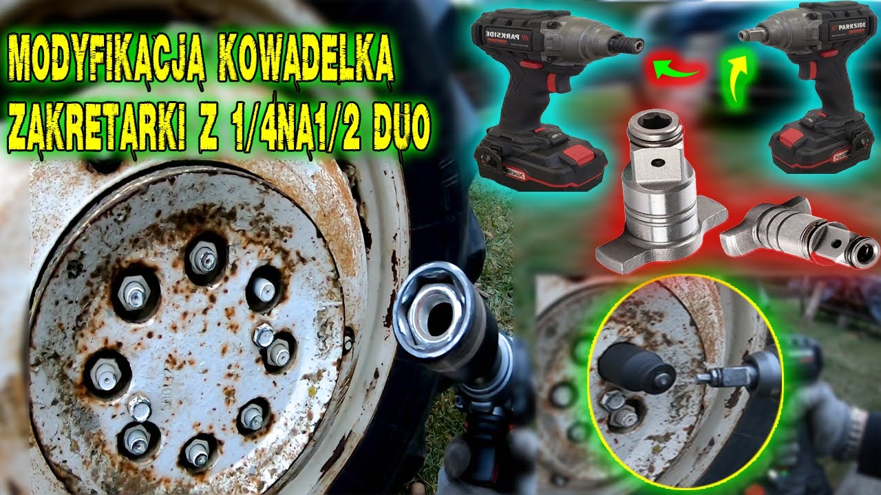 Jak podwoić moc zakrętarki Parkside Performance PDSSAP  Lidl. Wymiana kowadełka z 1/4 na 1/2 nasadki