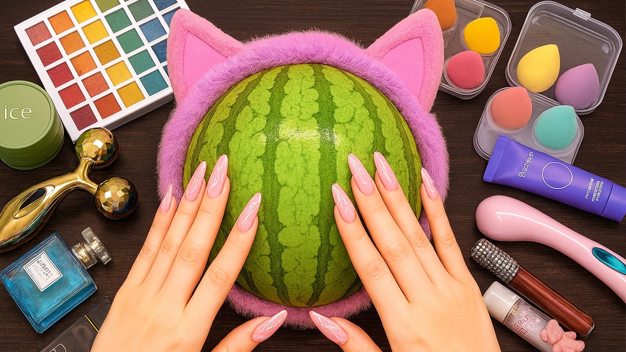 ASMR Makeup on Watermelon (No Talking)
