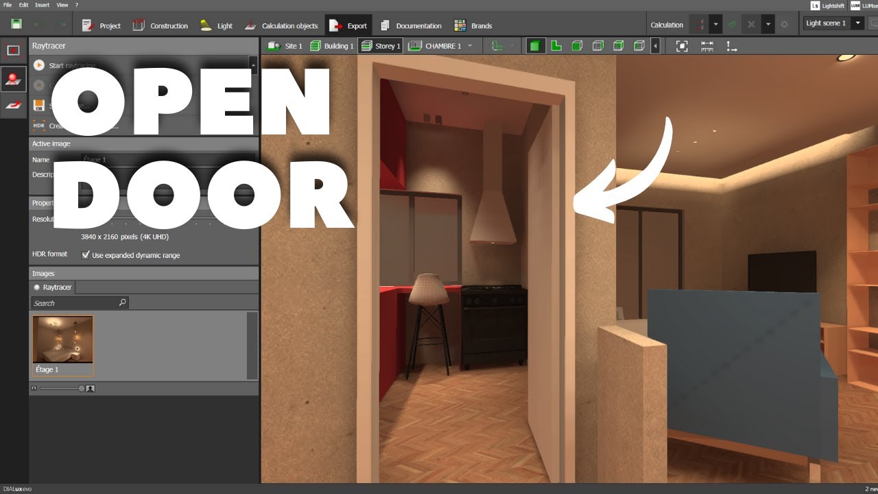 DIALux evo : How to Make an OPEN DOOR  (Fancy trick👌)