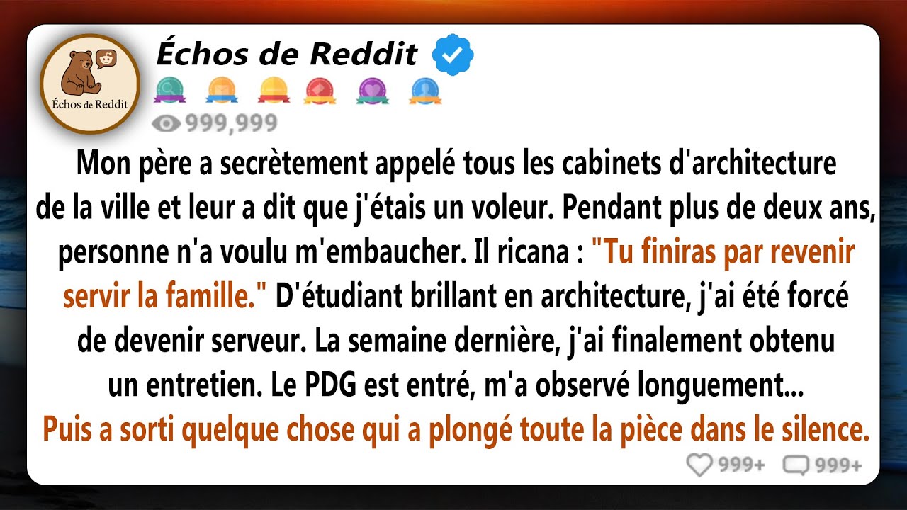 Mon père a secrètement appelé tous les cabinets d'architecture de la ville et leur a dit que j'étais