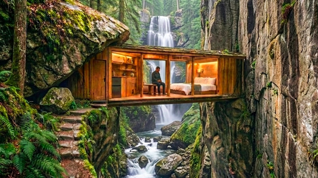 60 Days Of Solo Survival: Building A Safe Shelter High Up In A Rocky Canyon, Cooking And Overnight.