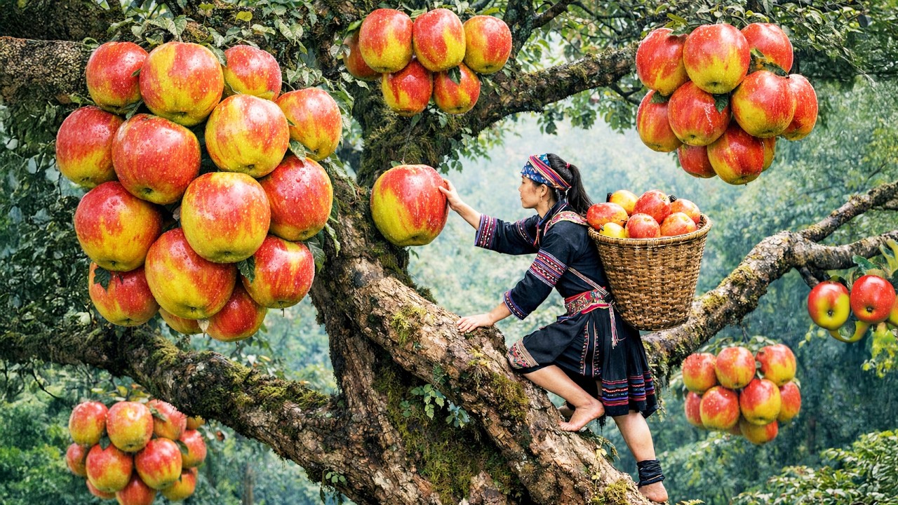 Harvesting Giant Hybrid Apples In Jungle for Sale | You Can't Pick It Without This Skill | Really?