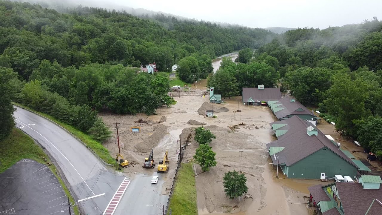 Drone video: Flooding in Ludlow, Vermont